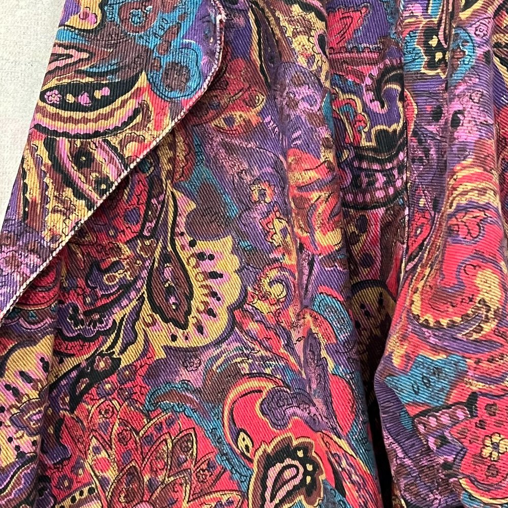 Vintage ON THE VERGE Women's Blazer Over Size Jacket Size M Pocket Denim Print - Picture 3 of 10